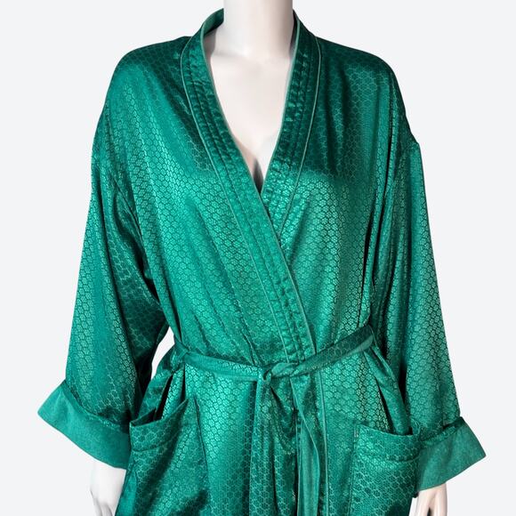 Vintage Victoria's Secret Gold Label Warm Emerald Green Long Robe Women's M/L - Picture 1 of 8